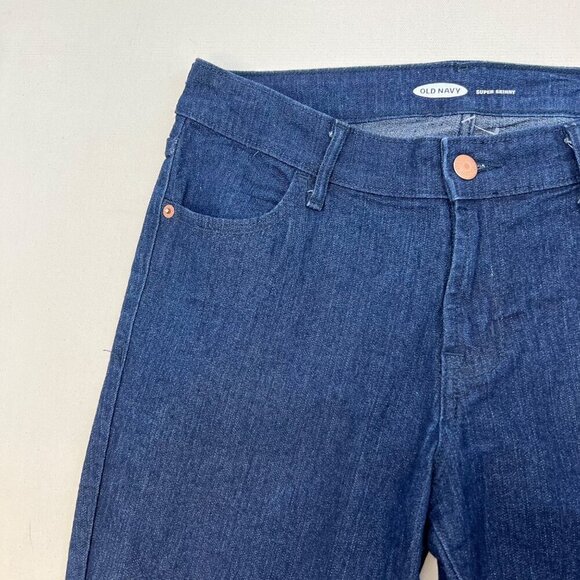 Old Navy Womens Dark Wash Super Skinny Ankle Jeans Mid Rise 6 Stretch - Picture 4 of 9